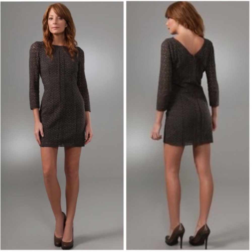 DVF Diane Von Furstenberg CARITAN Crochet Lace Long Sleeve Mini Dress SIZE 8